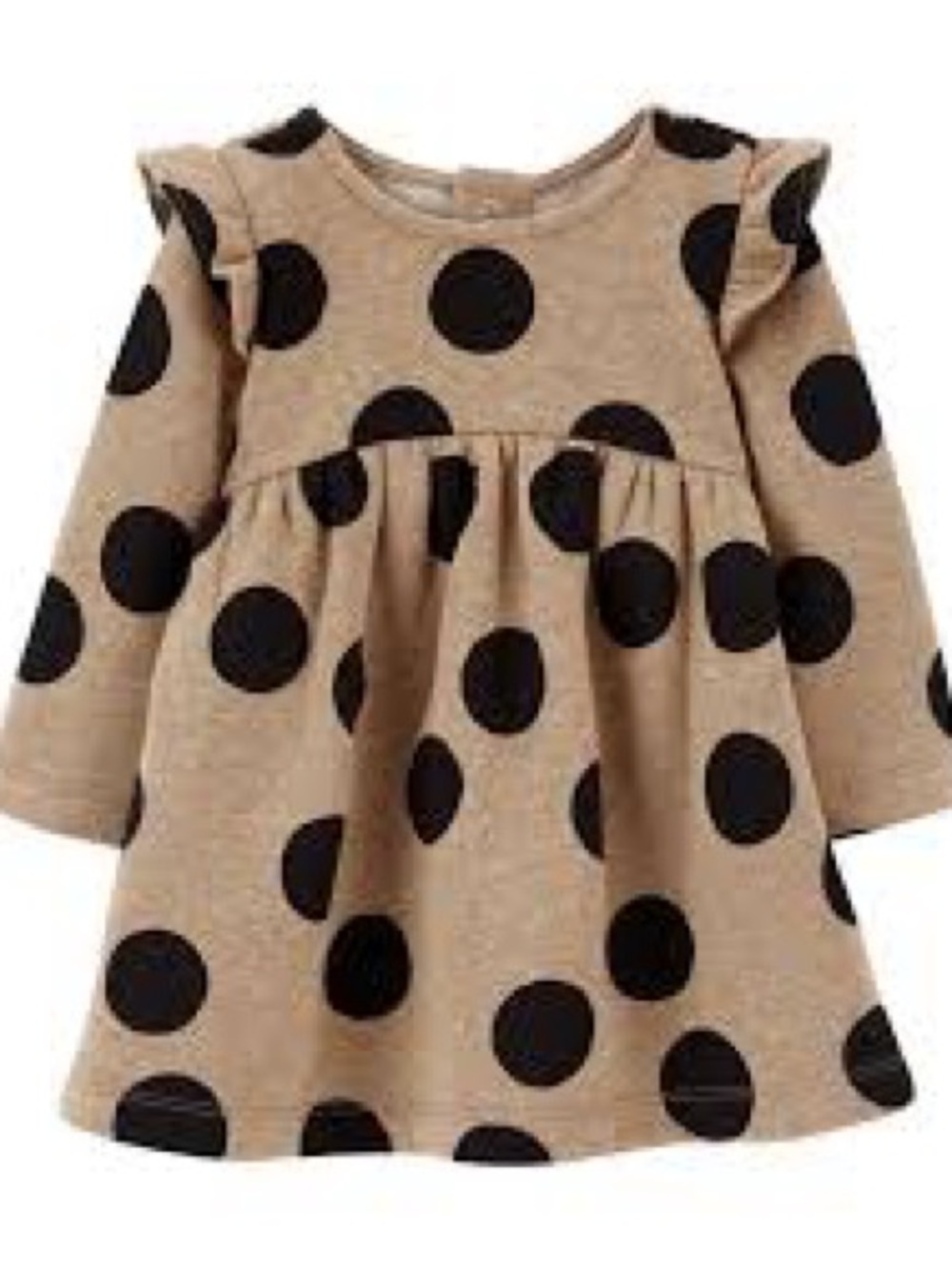 Carter's Tan Dress with Black Polka Dots - Long Sleeve Toddler